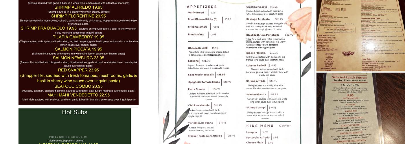 Pasta Bella Menu