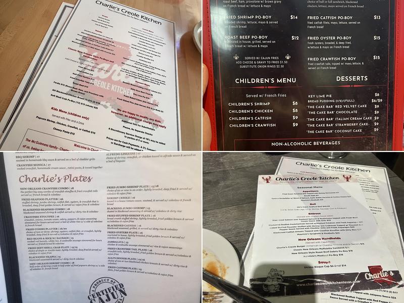 Charlie's Creole Kitchen Menu