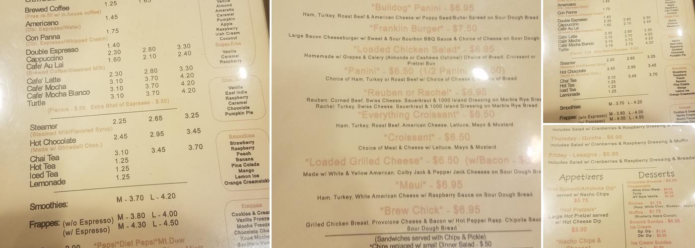 Rustic Brew Menu