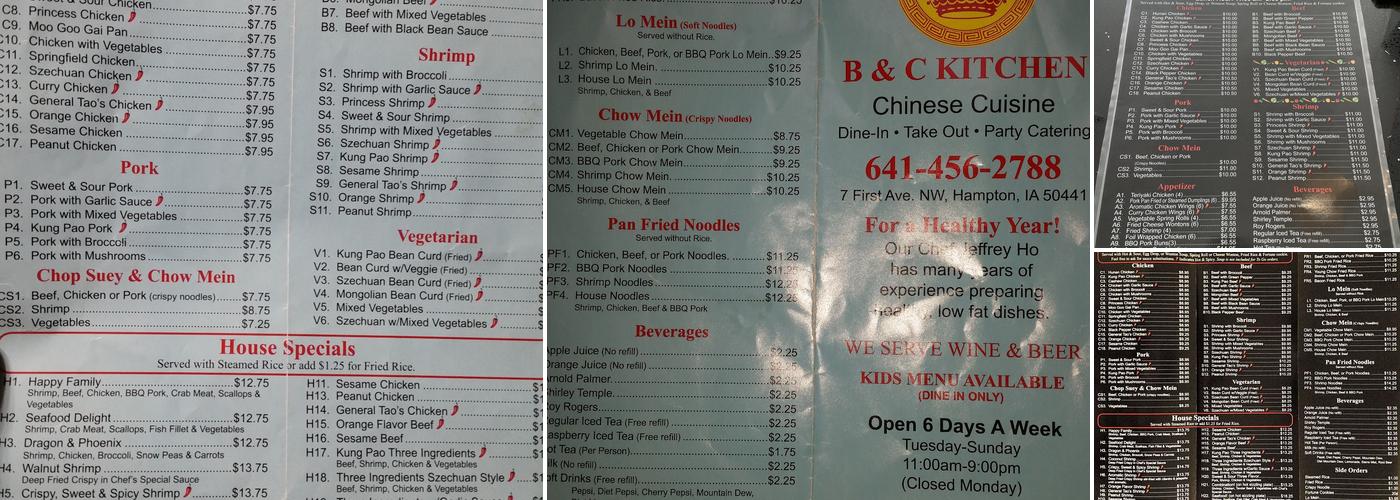 B&C Kitchen Menu