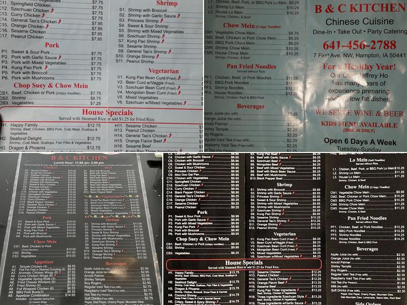 B&C Kitchen Menu