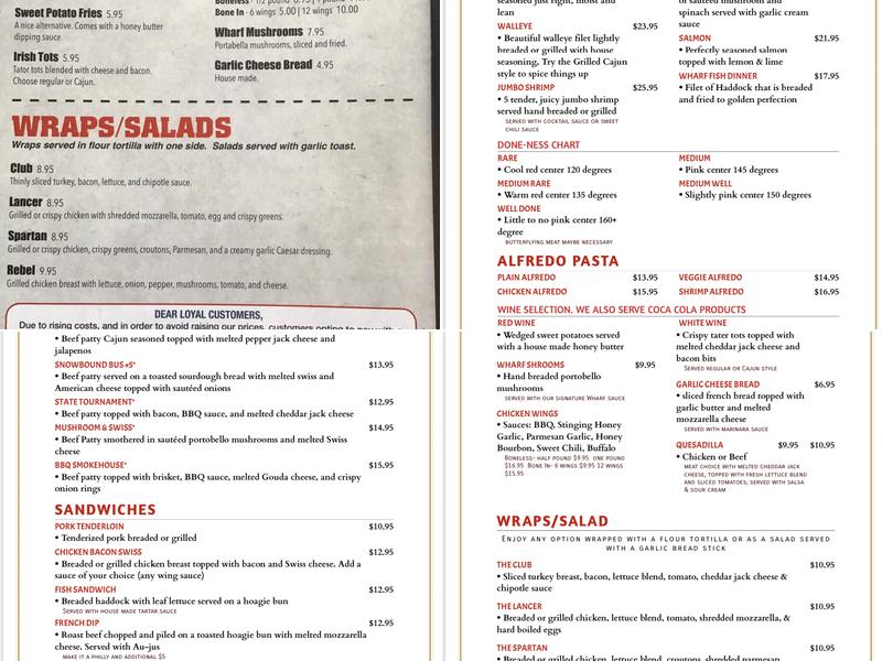 West Fork Wharf Menu