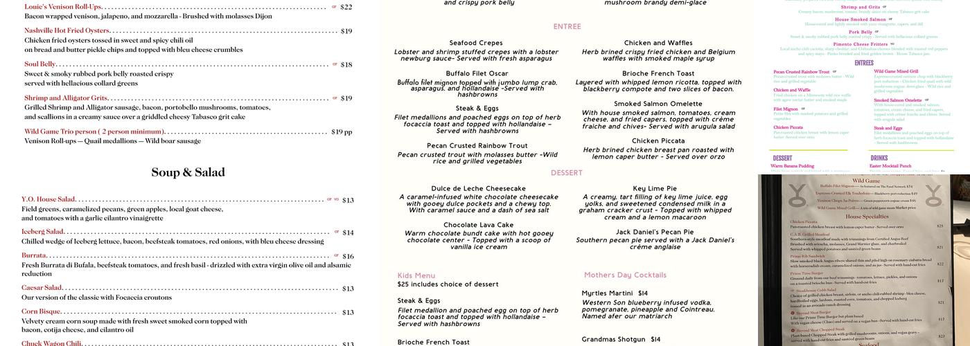Y.O. Ranch Steakhouse Menu