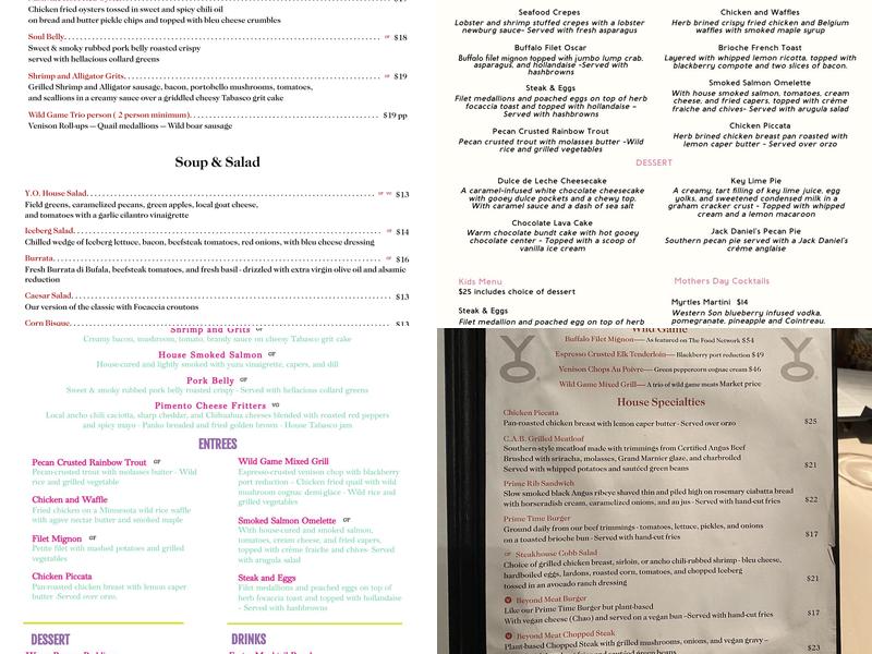 Y.O. Ranch Steakhouse Menu