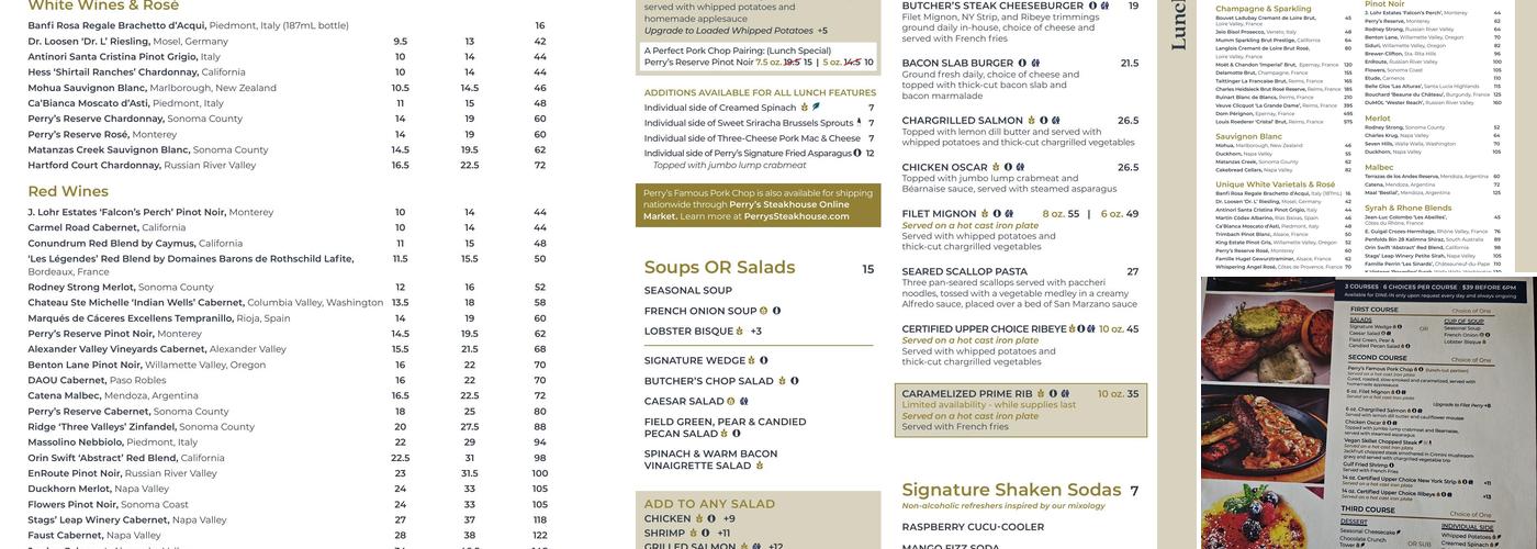 Perry's Steakhouse & Grille Menu