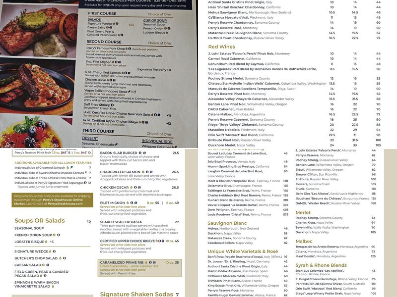 Perry's Steakhouse & Grille Menu