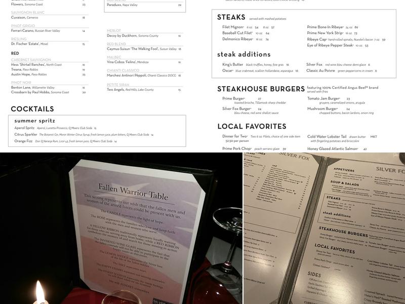 Silver Fox Menu