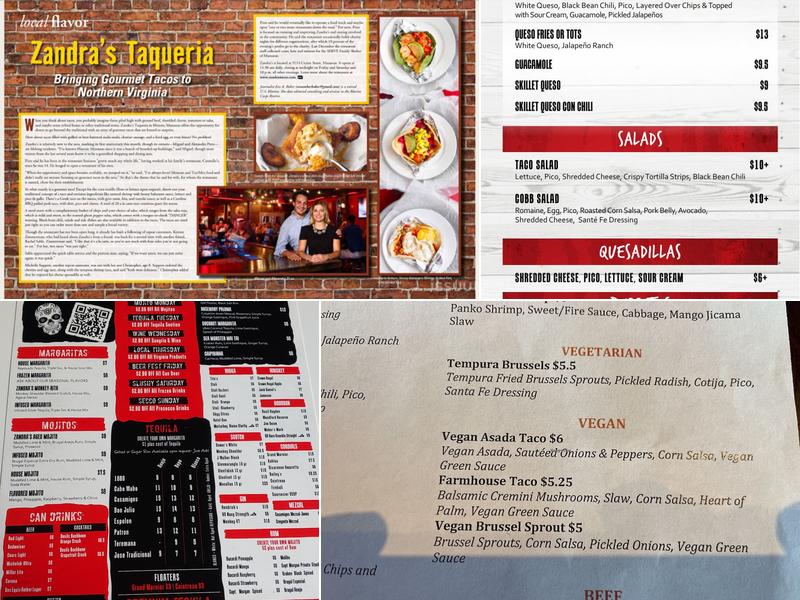 Zandra's Taqueria, Manassas Menu