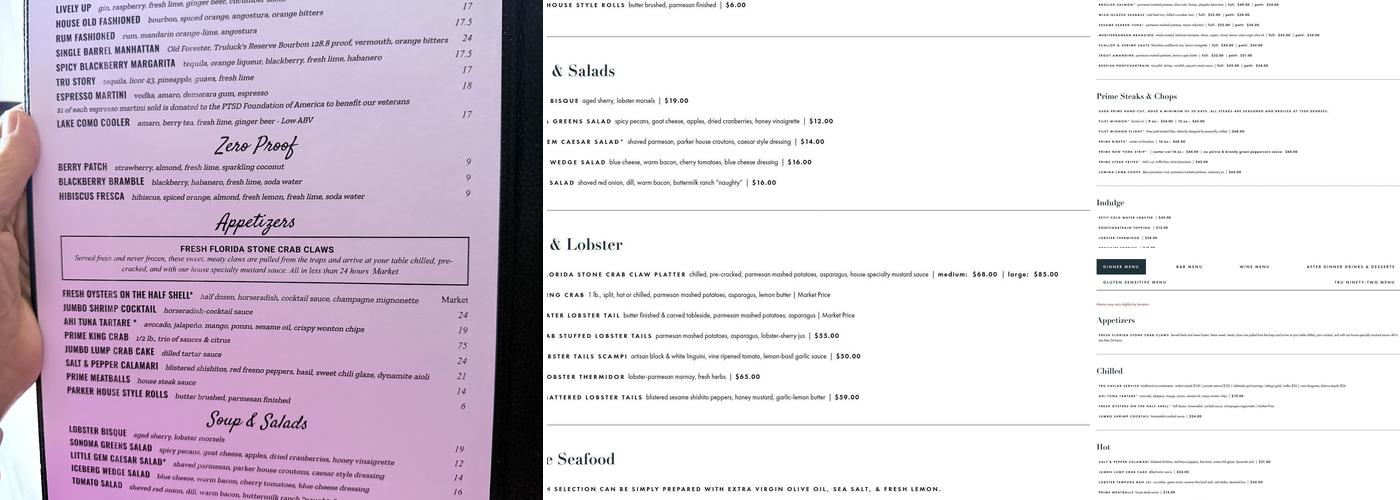 Truluck's Menu