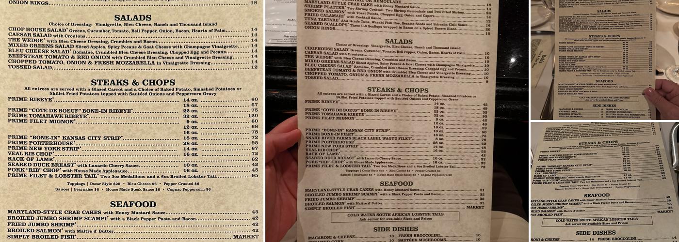 Bob's Steak & Chop House Menu