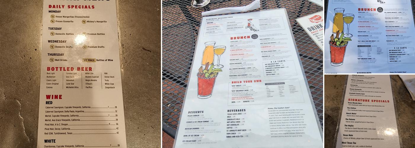 Ozona Grill and Bar Menu