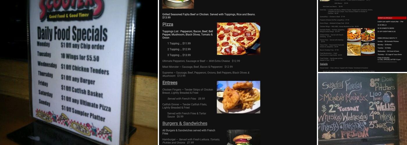 Scooters Bar & Grill Menu