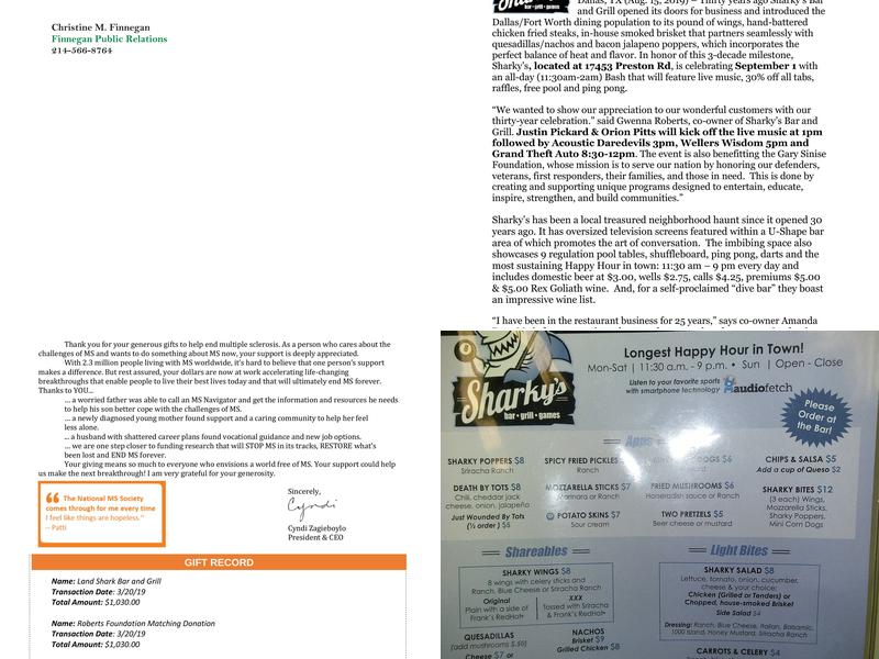 Sharky's Bar, Grill & Games Menu