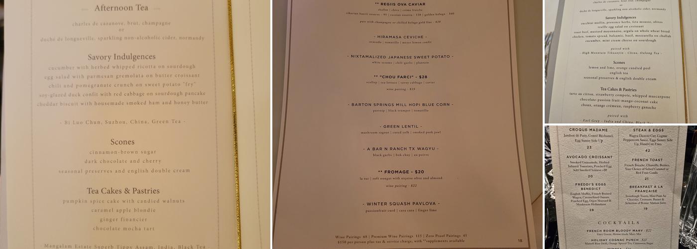The French Room Menu