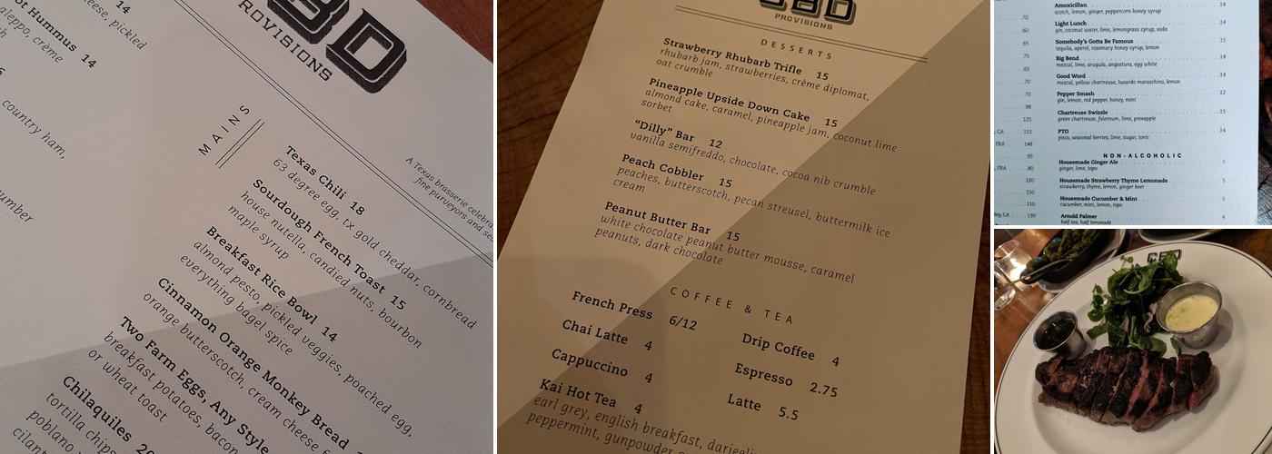 CBD Provisions Menu