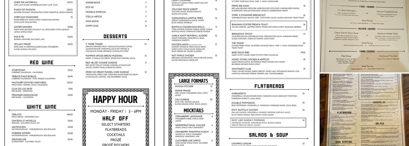 STIRR Menu