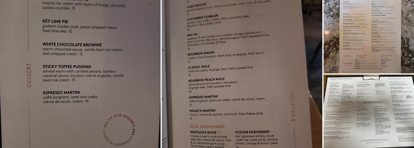 Moxies Dallas Uptown Restaurant Menu