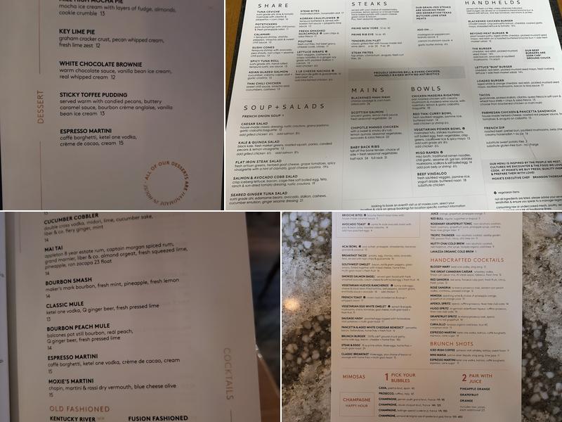 Moxies Dallas Uptown Restaurant Menu