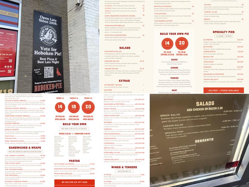 Hoboken Pie Menu