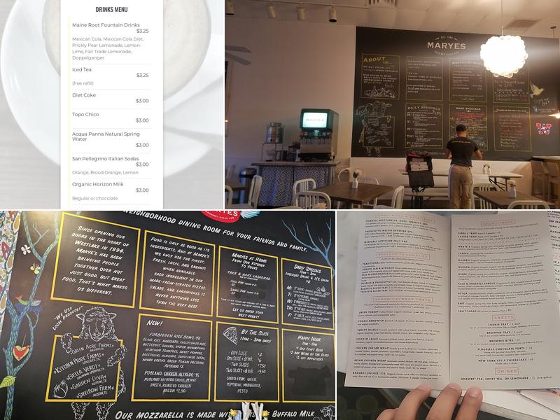 Marye's Gourmet Pizza Menu