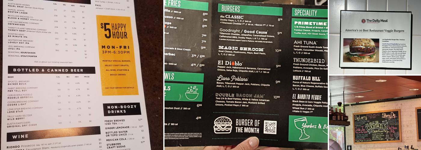 Hopdoddy Burger Bar Menu