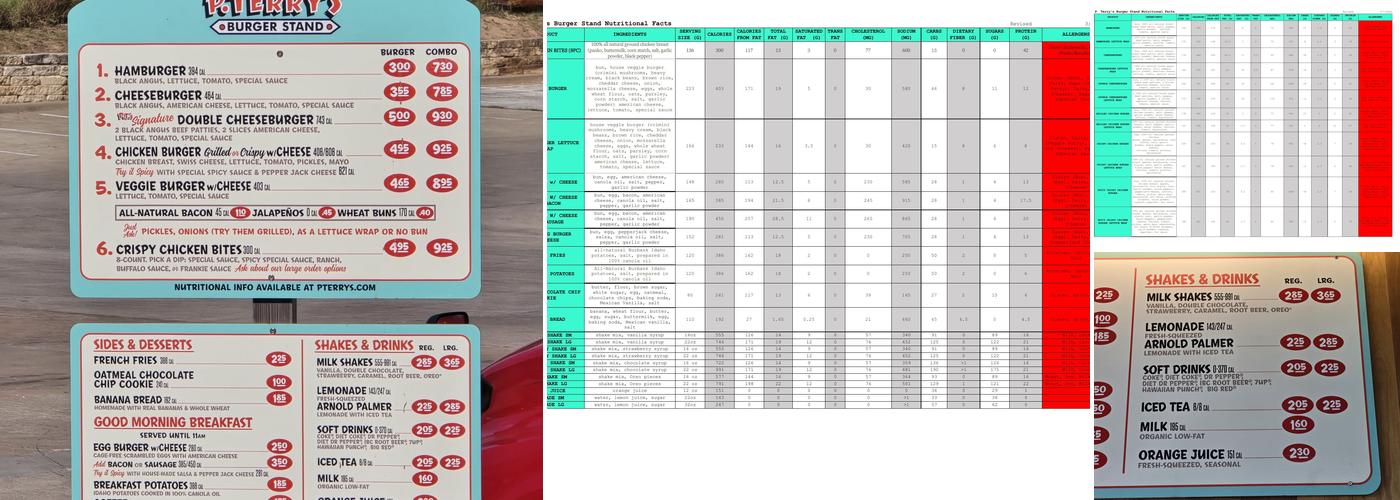 P. Terry's Burger Stand Menu