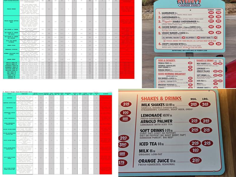 P. Terry's Burger Stand Menu