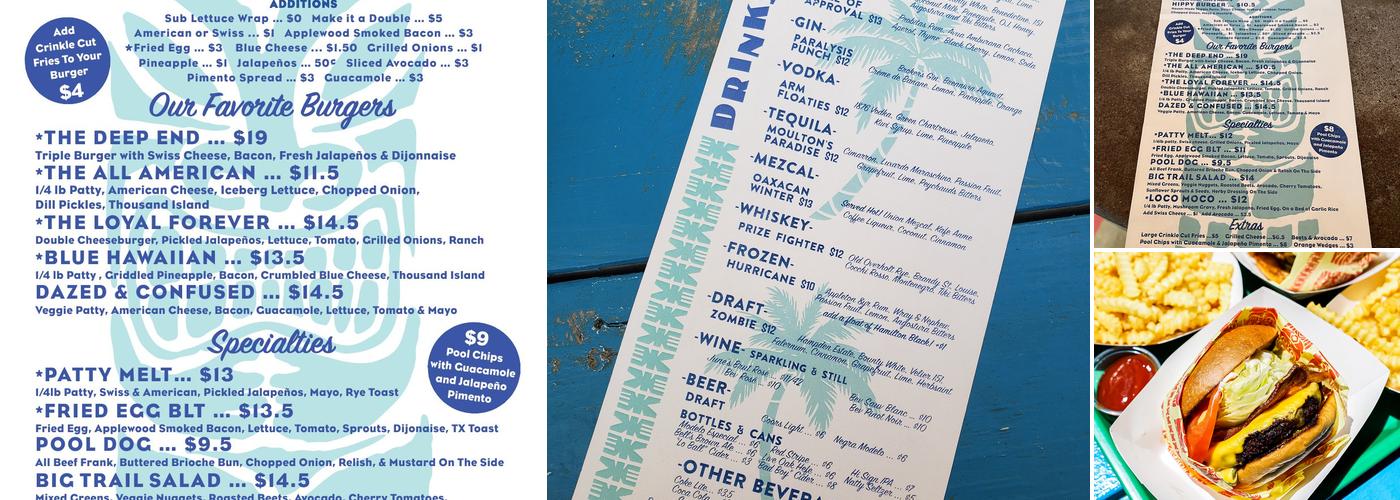 Pool Burger Menu