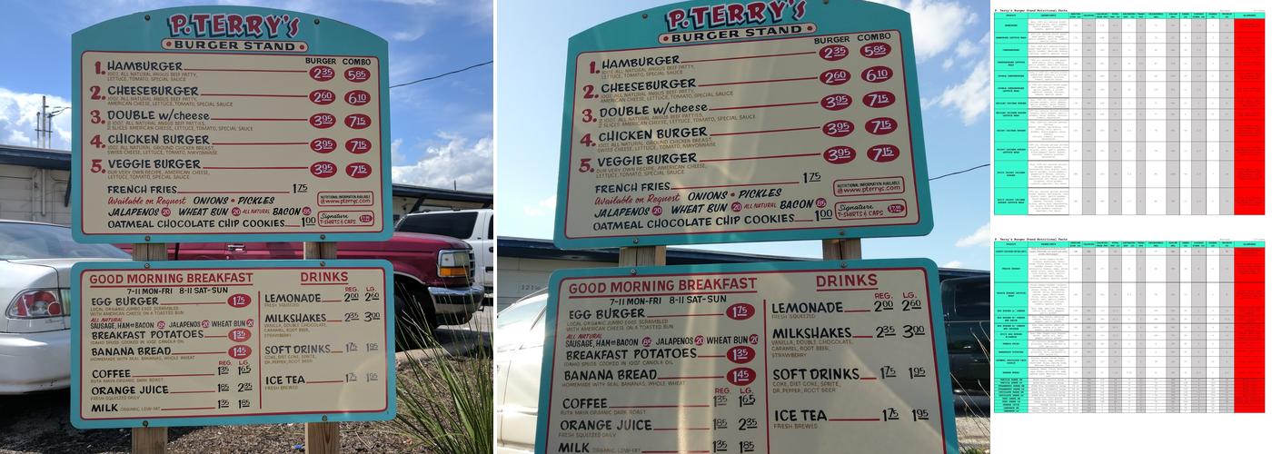 P. Terry's Burger Stand Menu