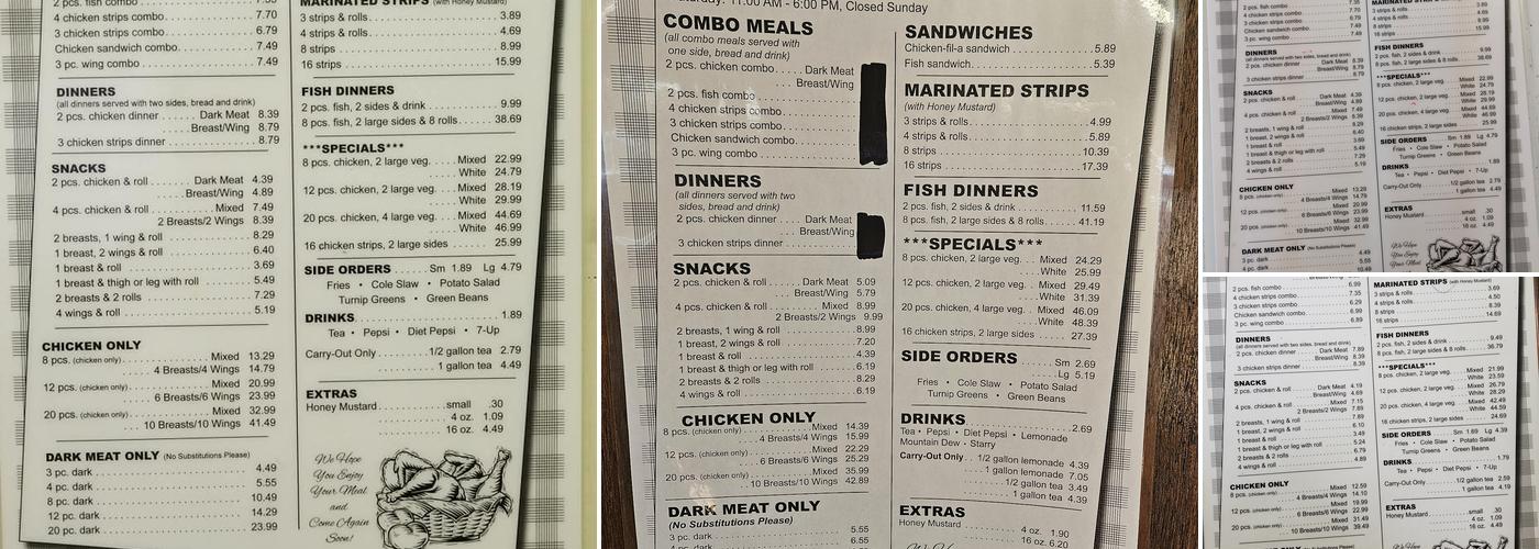 Chick-N-Snack Menu
