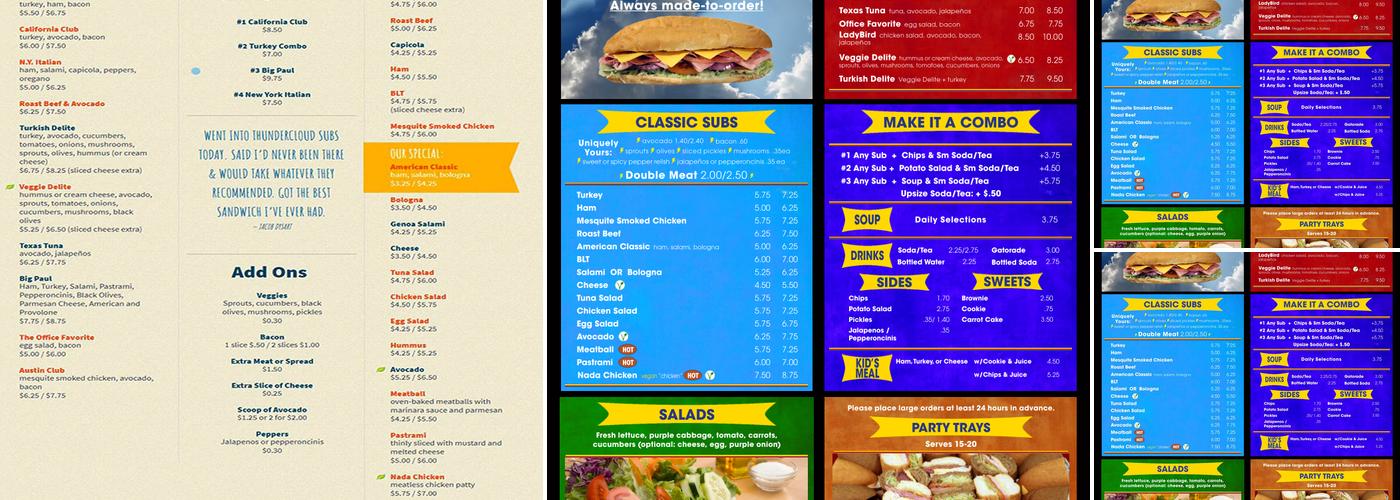 ThunderCloud Subs Menu