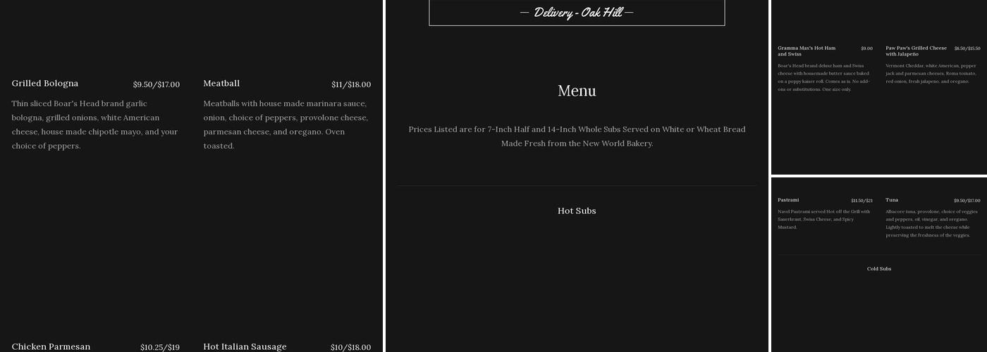 Tucci's Southside Subs Menu