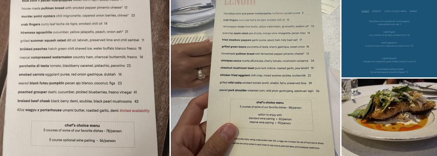 LENOIR Menu