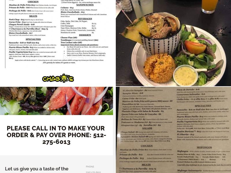 Chago's Menu