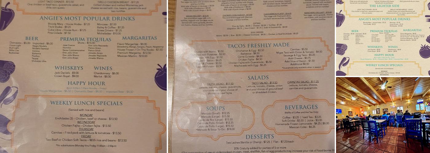 Angie's Menu