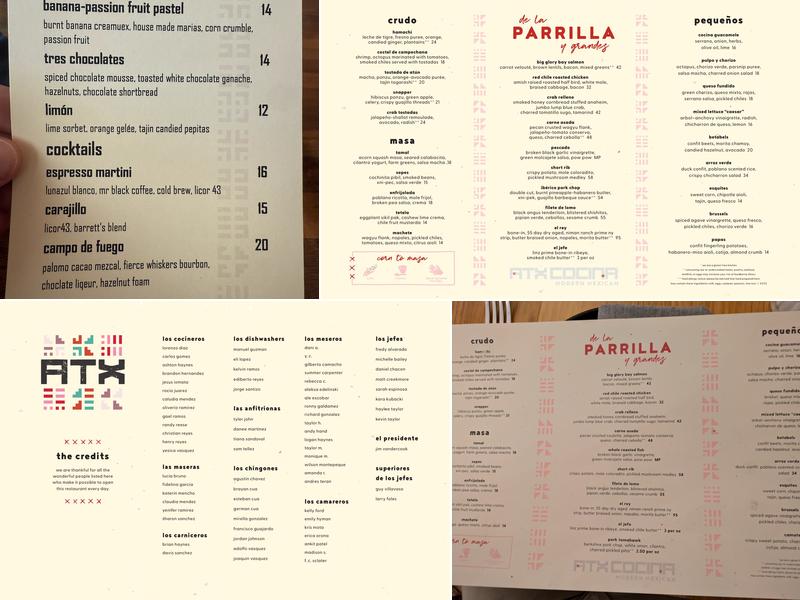 ATX Cocina Menu