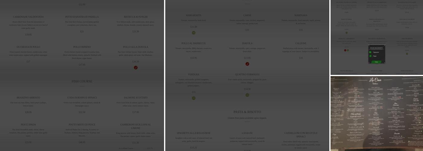 La Casa Italian Menu