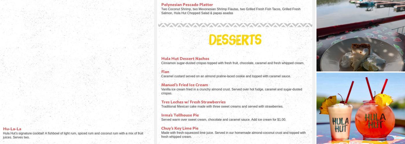 Hula Hut Menu