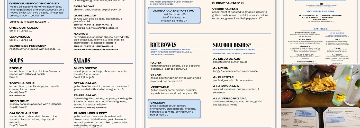 Las Palomas Restaurant & Bar Menu