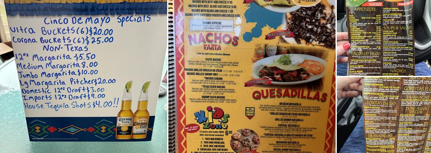 La Cabana Mexican Restaurante Menu