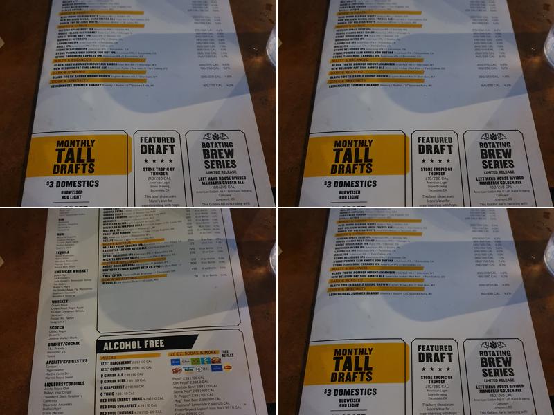 Buffalo Wild Wings Menu