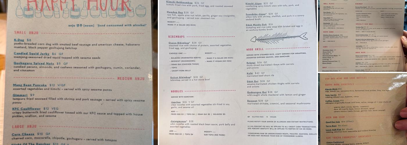 Oseyo Menu