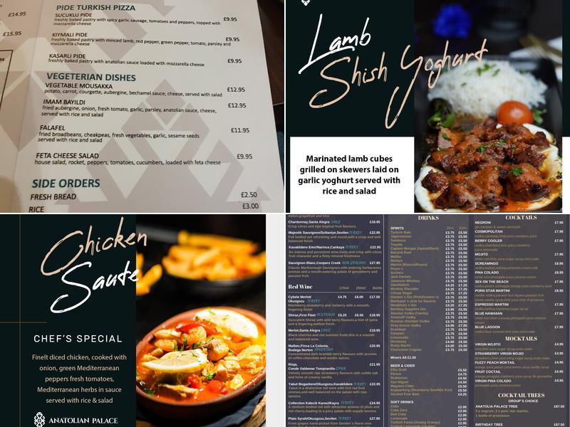 Anatolian Palace Menu
