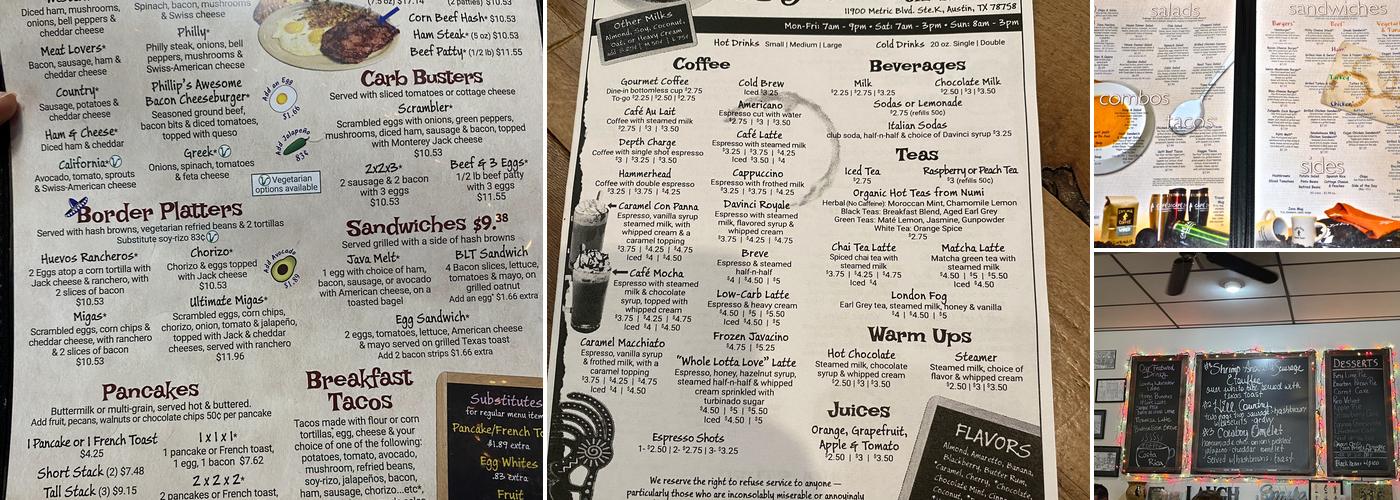 Cafe Java Menu