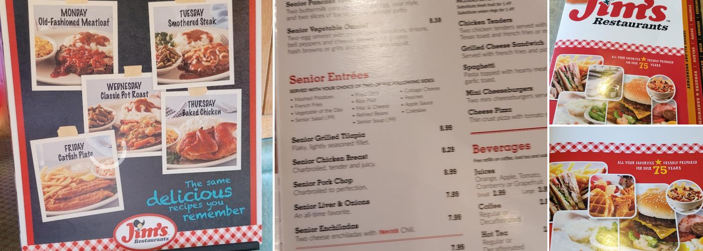 Jim's Restaurant Menu