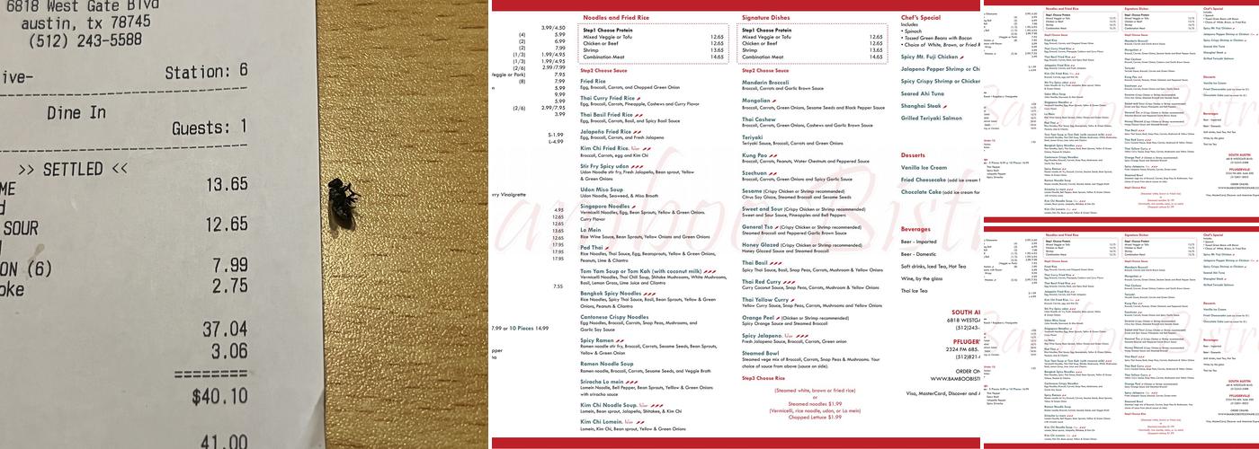 Bamboo Bistro Westgate Menu