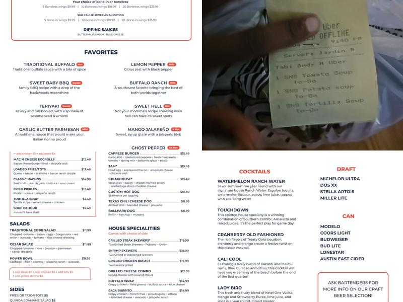 BBG'S Menu