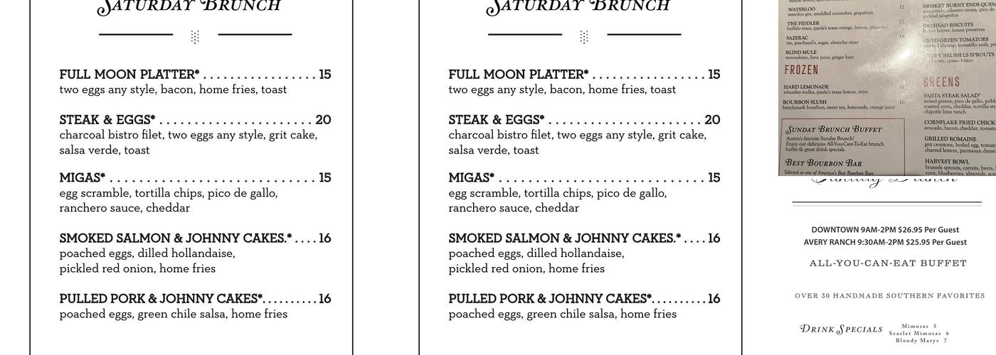 Moonshine Grill Menu