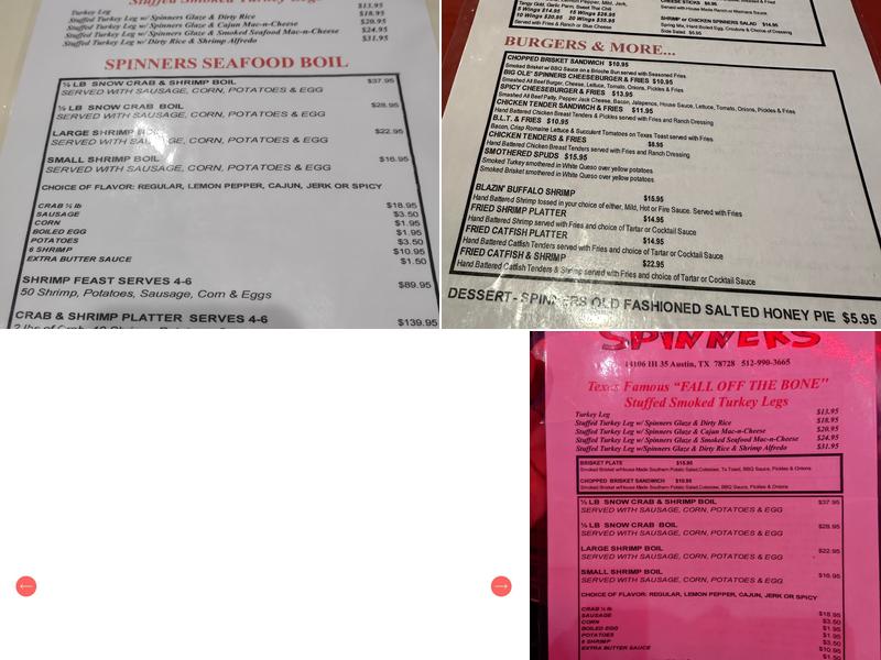 Spinners Menu