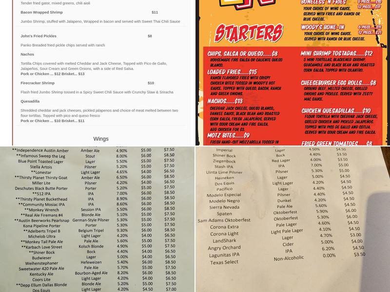 Little Woodrow's Bee Cave Menu